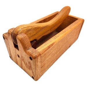 Vintage Handmade Oak Wooden Nutcracker Bowl/Box